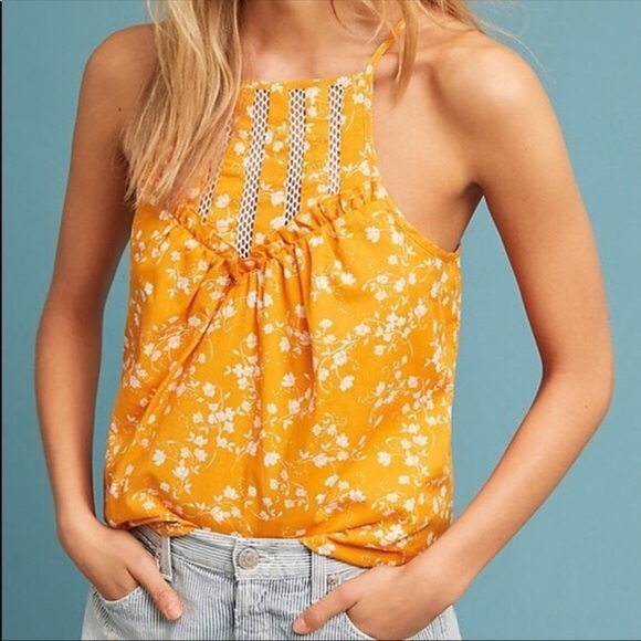 Anthropologie Tops - Anthropologie/ Maeve yellow floral tank size S